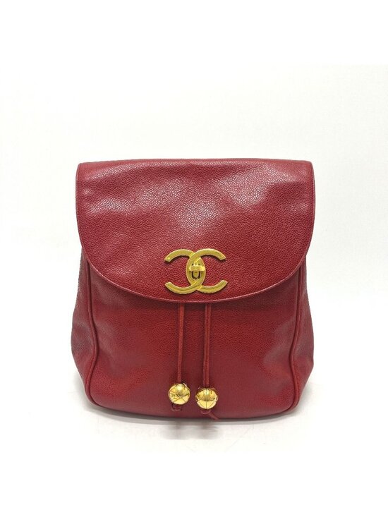 Chanel Backpack Sac CC Logo Caviar Leather Red main image 7